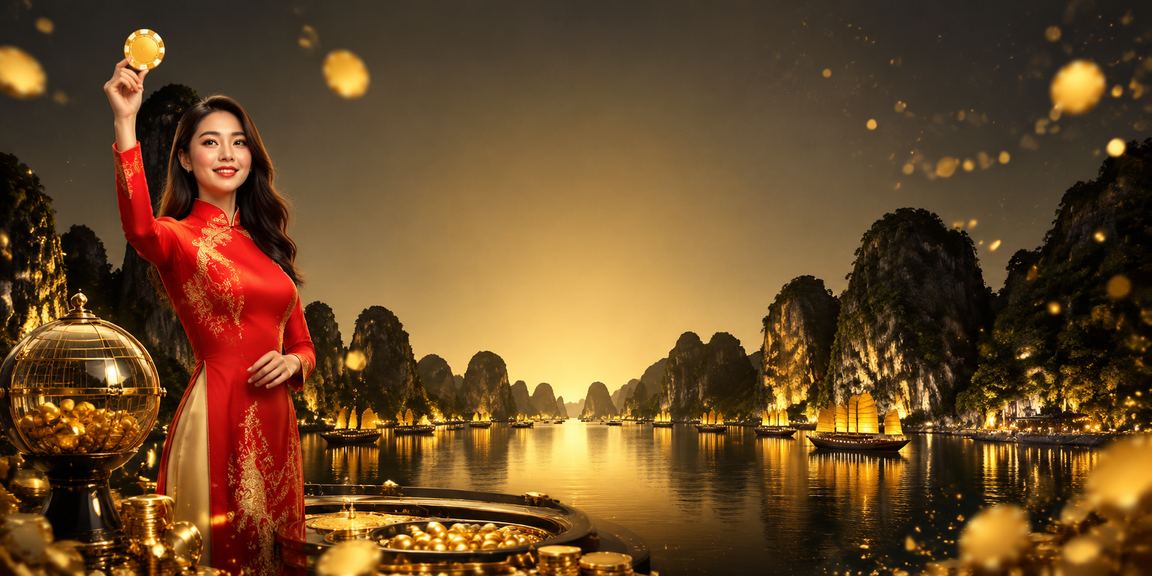 Vịnh Hạ Long minh họa người dùng tra cứu xổ số và lịch quay